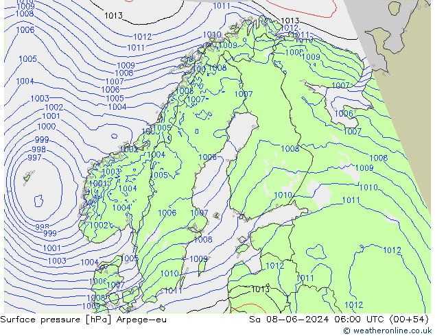 Bodendruck Arpege-eu Sa 08.06.2024 06 UTC