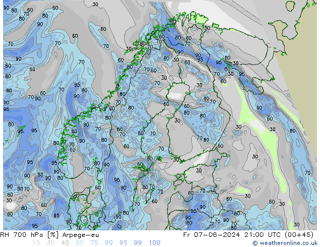 RH 700 hPa Arpege-eu pt. 07.06.2024 21 UTC