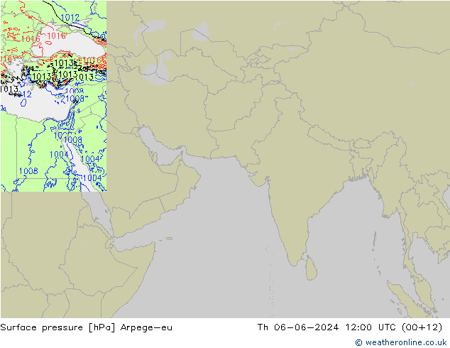 Pressione al suolo Arpege-eu gio 06.06.2024 12 UTC