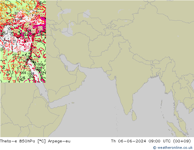 Theta-e 850hPa Arpege-eu do 06.06.2024 09 UTC