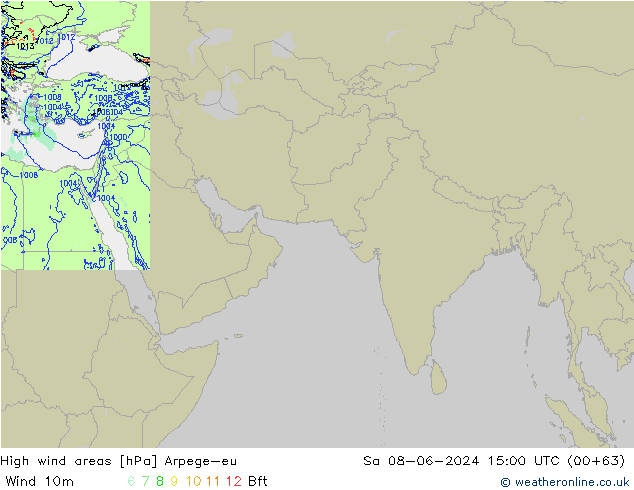 High wind areas Arpege-eu Sa 08.06.2024 15 UTC