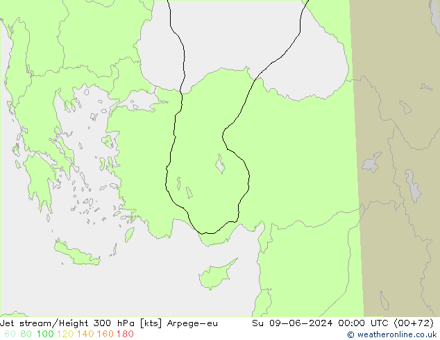 Jet stream/Height 300 hPa Arpege-eu Su 09.06.2024 00 UTC