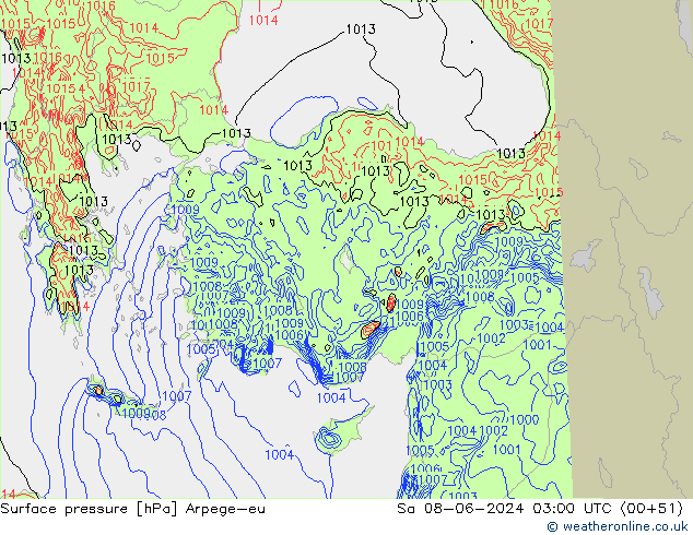 pressão do solo Arpege-eu Sáb 08.06.2024 03 UTC