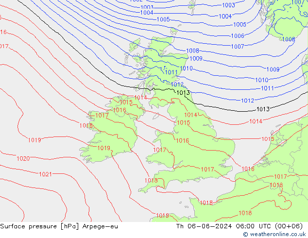 pressão do solo Arpege-eu Qui 06.06.2024 06 UTC