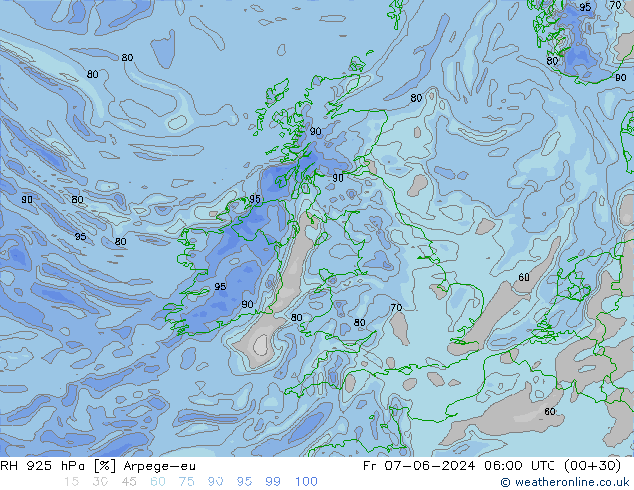 RV 925 hPa Arpege-eu vr 07.06.2024 06 UTC