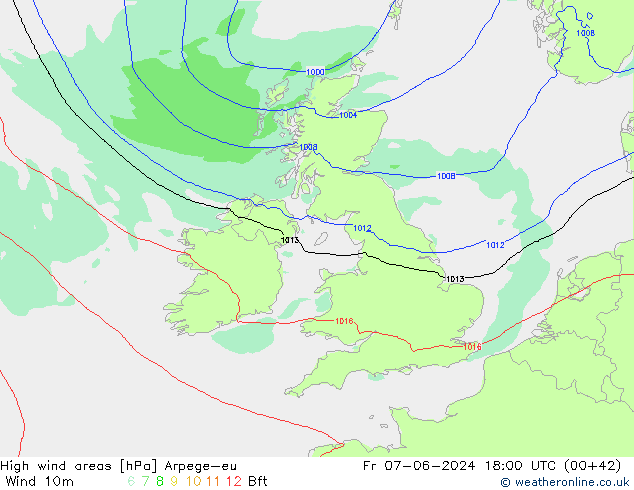 High wind areas Arpege-eu Fr 07.06.2024 18 UTC