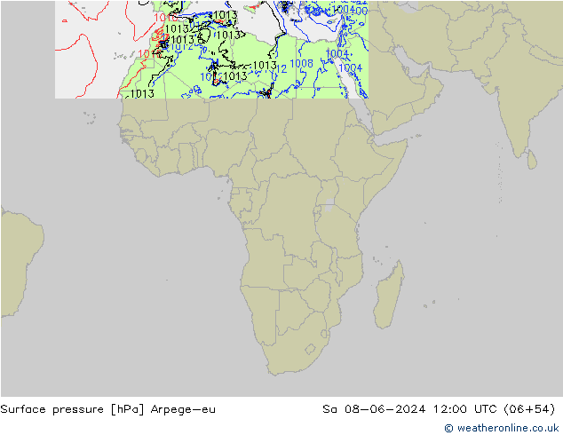 Surface pressure Arpege-eu Sa 08.06.2024 12 UTC