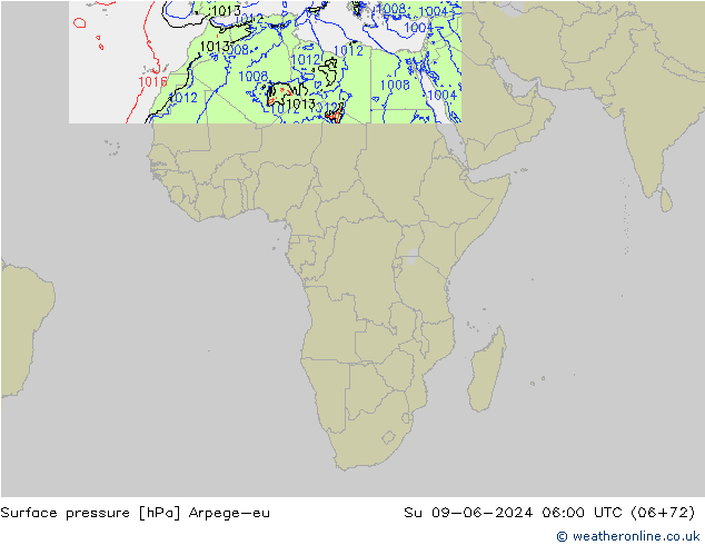 Luchtdruk (Grond) Arpege-eu zo 09.06.2024 06 UTC