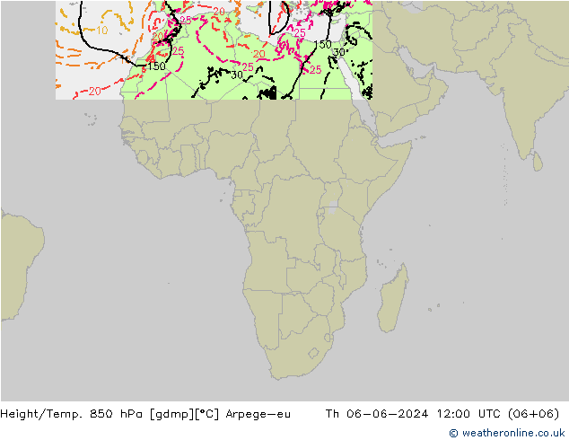 Height/Temp. 850 hPa Arpege-eu Do 06.06.2024 12 UTC