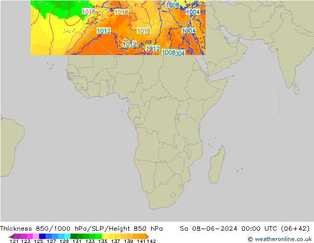 Thck 850-1000 hPa Arpege-eu Sa 08.06.2024 00 UTC