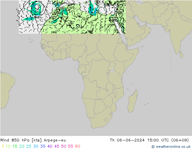 Rüzgar 850 hPa Arpege-eu Per 06.06.2024 15 UTC