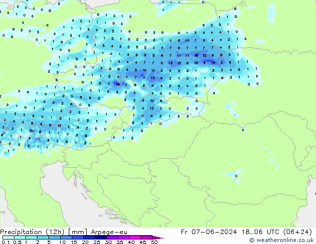 Precipitação (12h) Arpege-eu Sex 07.06.2024 06 UTC