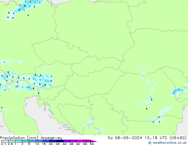 precipitação Arpege-eu Sáb 08.06.2024 18 UTC