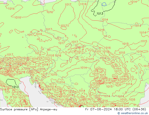 Yer basıncı Arpege-eu Cu 07.06.2024 18 UTC