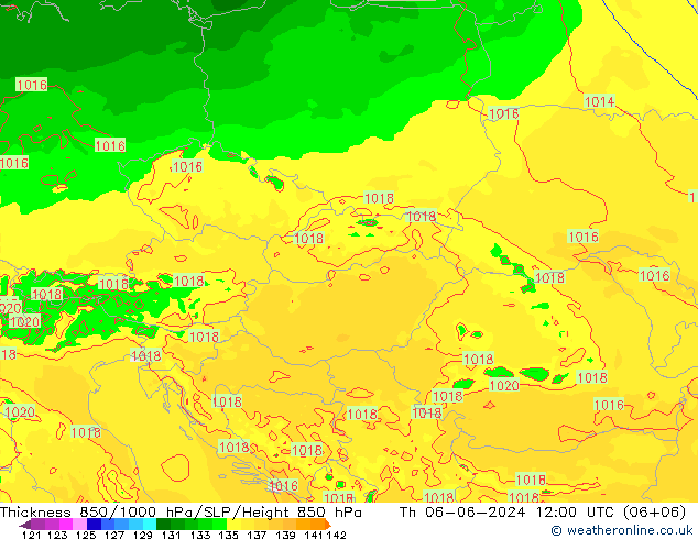 Thck 850-1000 hPa Arpege-eu Qui 06.06.2024 12 UTC