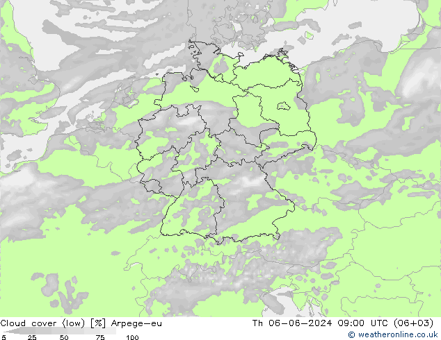 Bewolking (Laag) Arpege-eu do 06.06.2024 09 UTC