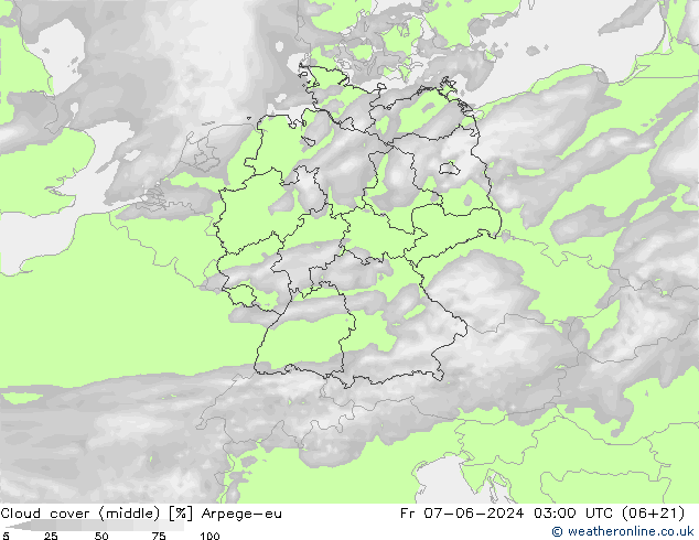 Nuages (moyen) Arpege-eu ven 07.06.2024 03 UTC