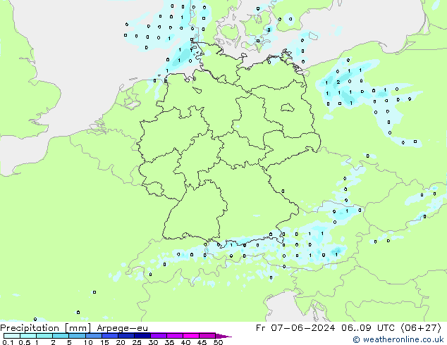 Neerslag Arpege-eu vr 07.06.2024 09 UTC