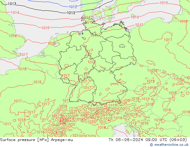 Luchtdruk (Grond) Arpege-eu do 06.06.2024 09 UTC