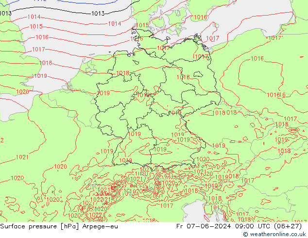 Bodendruck Arpege-eu Fr 07.06.2024 09 UTC