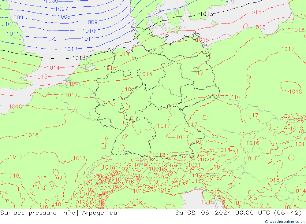 ciśnienie Arpege-eu so. 08.06.2024 00 UTC