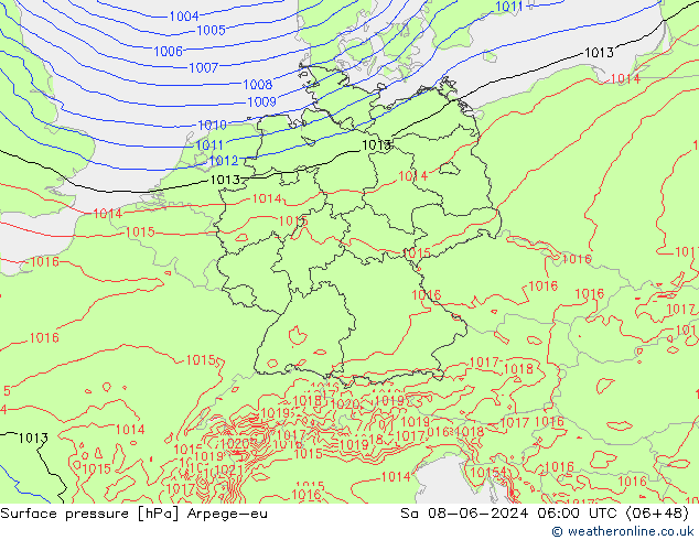 ciśnienie Arpege-eu so. 08.06.2024 06 UTC