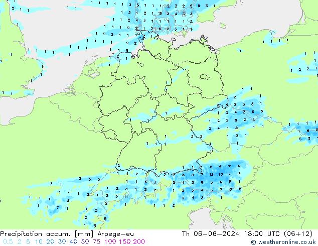 Toplam Yağış Arpege-eu Per 06.06.2024 18 UTC