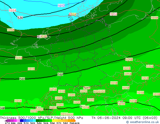 Thck 500-1000hPa Arpege-eu Qui 06.06.2024 09 UTC