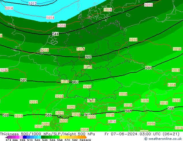 500-1000 hPa Kalınlığı Arpege-eu Cu 07.06.2024 03 UTC