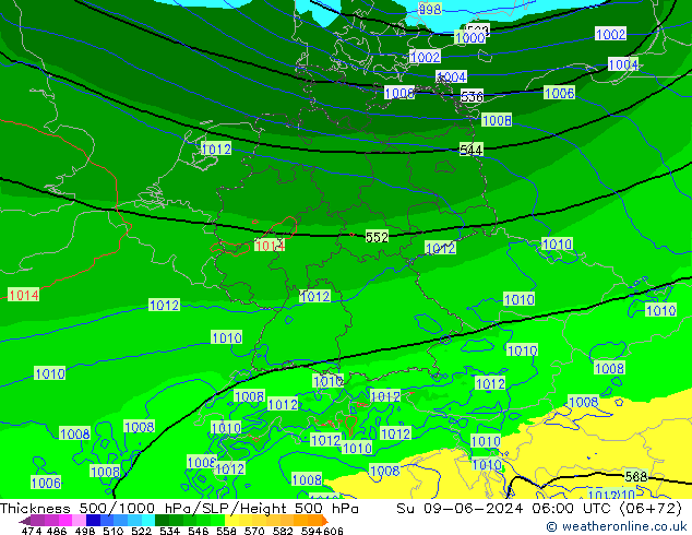 Thck 500-1000hPa Arpege-eu Su 09.06.2024 06 UTC