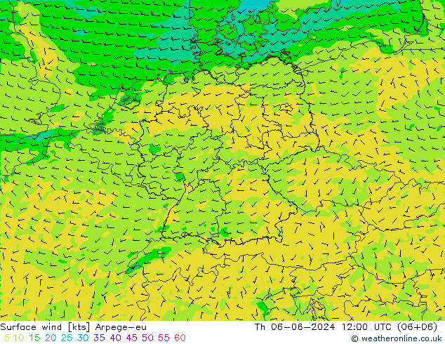 Surface wind Arpege-eu Th 06.06.2024 12 UTC