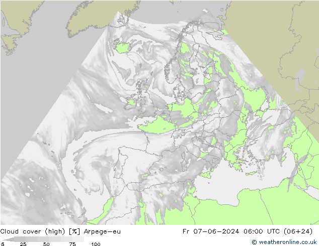Bulutlar (yüksek) Arpege-eu Cu 07.06.2024 06 UTC