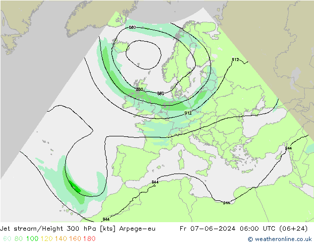 Jet stream Arpege-eu Sex 07.06.2024 06 UTC