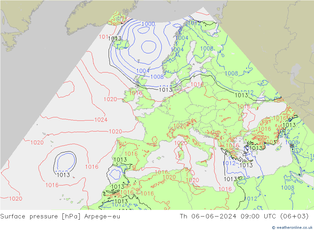 pressão do solo Arpege-eu Qui 06.06.2024 09 UTC