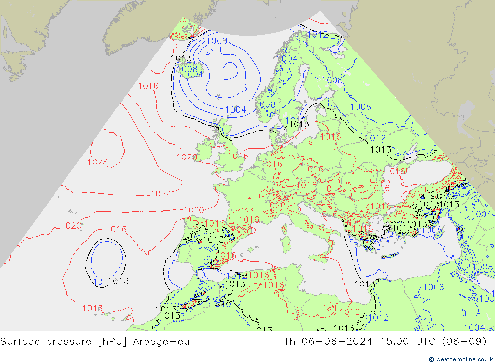 Yer basıncı Arpege-eu Per 06.06.2024 15 UTC