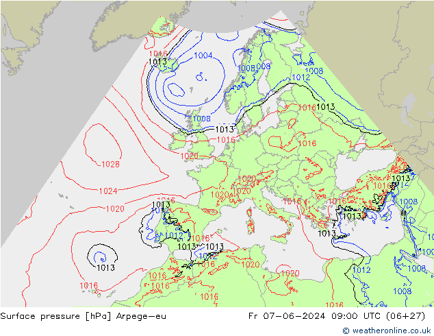 Yer basıncı Arpege-eu Cu 07.06.2024 09 UTC