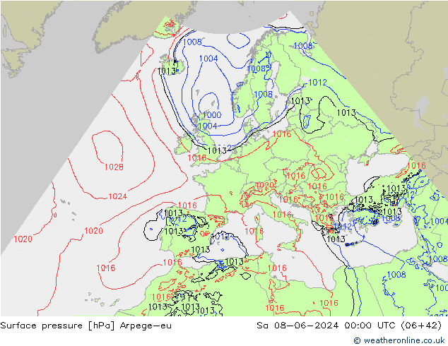 Bodendruck Arpege-eu Sa 08.06.2024 00 UTC