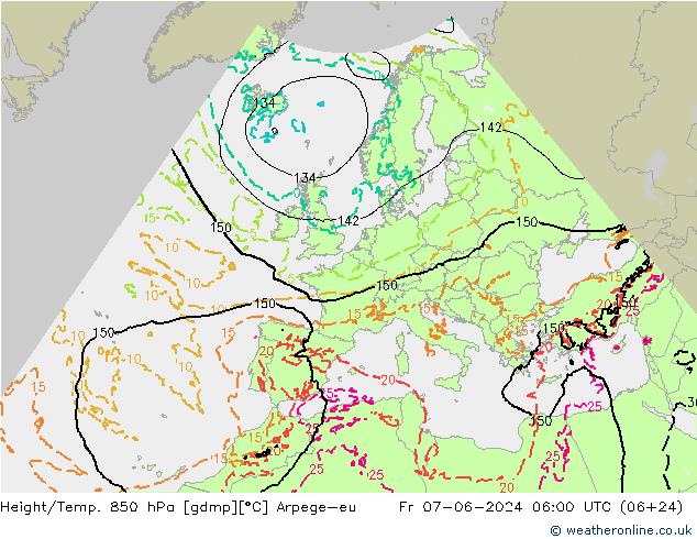 Height/Temp. 850 hPa Arpege-eu Fr 07.06.2024 06 UTC