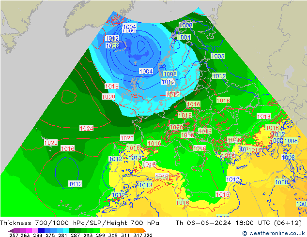 Dikte700-1000 hPa Arpege-eu do 06.06.2024 18 UTC