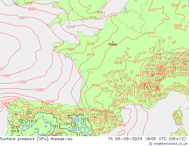 Luchtdruk (Grond) Arpege-eu do 06.06.2024 18 UTC