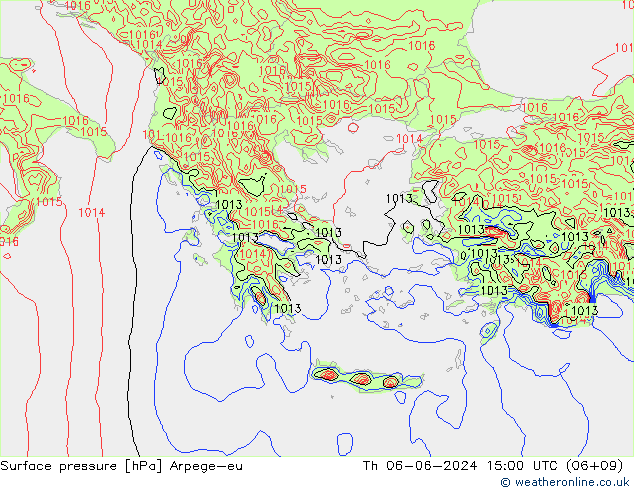 Surface pressure Arpege-eu Th 06.06.2024 15 UTC