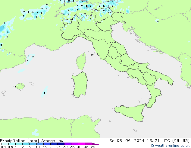 Precipitation Arpege-eu Sa 08.06.2024 21 UTC