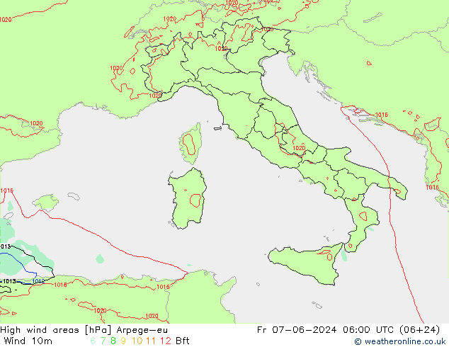 High wind areas Arpege-eu Fr 07.06.2024 06 UTC