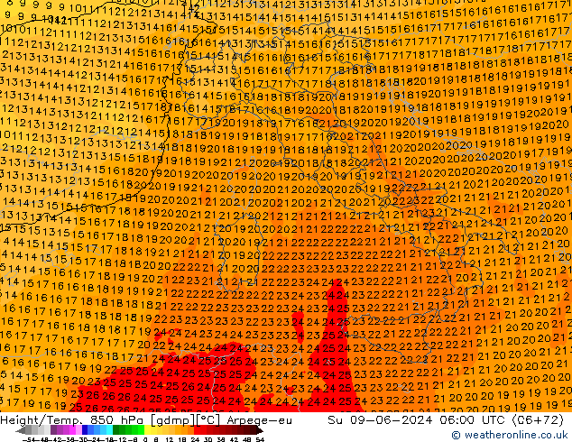 Height/Temp. 850 hPa Arpege-eu Dom 09.06.2024 06 UTC