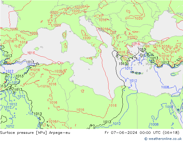 Surface pressure Arpege-eu Fr 07.06.2024 00 UTC