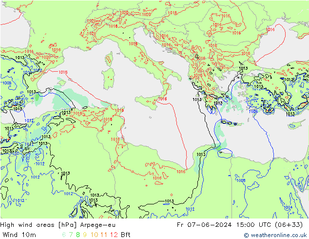 Windvelden Arpege-eu vr 07.06.2024 15 UTC