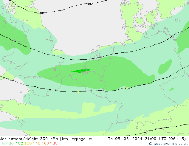 Jet stream Arpege-eu Qui 06.06.2024 21 UTC