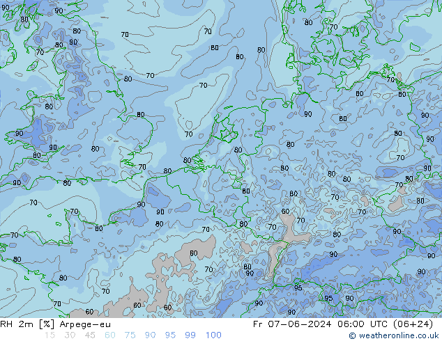 RH 2m Arpege-eu Fr 07.06.2024 06 UTC