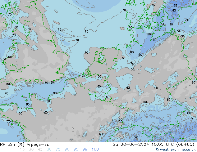 RH 2m Arpege-eu Sa 08.06.2024 18 UTC