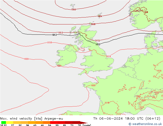 Maks. Rüzgar Hızı Arpege-eu Per 06.06.2024 18 UTC
